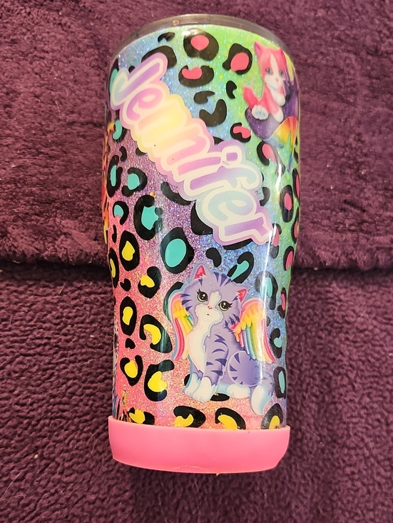 Other - Lisa Frank Glitter Rainbow Leopard Tumbler with Winged Kitty